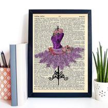 Quadro Retrô Manequim Costura Vestido Flores 33x24cm Quadro Retrô Manequim Costura Vestido Flores 33x24cm