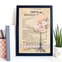 Quadro Retrô Para Atelier De Costura 33X24Cm - Com Vidro Quadro Retrô Para Atelier De Costura 33X24Cm - Com Vidro