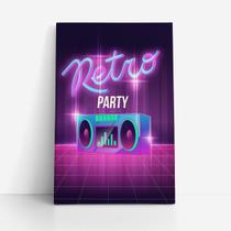 Quadro Retro Party Festa Caixa de Som Canvas 60x40cm