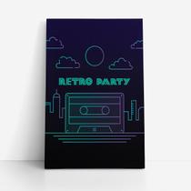 Quadro Retro Party Neon Fita Cassete Cidade Canvas 60x40cm