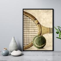 Quadro Retrô Tênis - Raquete e Bola 33x24cm - com vidro Quadro Retrô Tênis - Raquete e Bola 33x24cm - com vidro