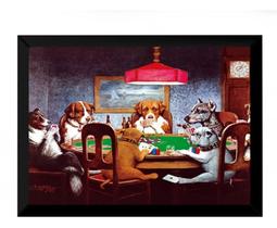 Quadro Retro Vintage Cachorros Jogando Poker 42x29cm