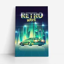 Quadro Retrowave Carro Cidade Verde Canvas 60x40cm