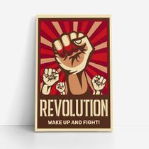 Quadro Revolution Revolução Punho Vermelho Canvas 60x40cm