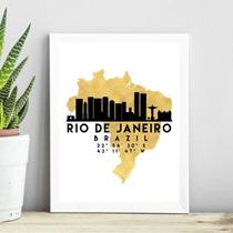 Quadro Rio De Janeiro Bril - Escala 33X24Cm - Com Vidro
