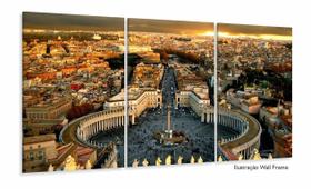 Quadro Roma Na Itália Decorativo Tela Em Tecido 120x60 3 peças