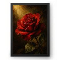 Quadro Rosa Pintura Clássica 21x30cm Quadro Rosa Pintura Clássica 21x30cm