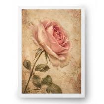 Quadro Rosa Vintage Romântica 21x30cm