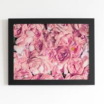 Quadro Rosas Flores Tons de Rosa Moldura Preta 60x40cm Quadro Rosas Flores Tons de Rosa Moldura Preta 60x40cm