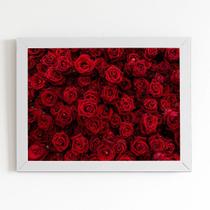 Quadro Rosas Vermelhas Decorativo Moldura Branca 60x40cm Quadro Rosas Vermelhas Decorativo Moldura Branca 60x40cm