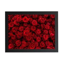 Quadro Rosas Vermelhas Decorativo Moldura Preta 60X40Cm