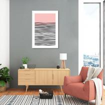 Quadro Rose Linhas Abstratas 43x30 Filete Branco