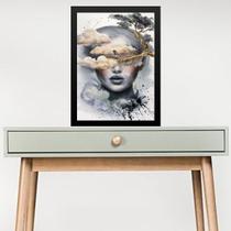 Quadro Rosto De Mulher Com Paisagem 33x24cm - com vidro Quadro Rosto De Mulher Com Paisagem 33x24cm - com vidro