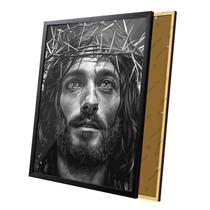 Quadro Rosto Jesus Cristo Preto e Branco Moldura e Vidro Quadro Rosto Jesus Cristo Preto e Branco Moldura e Vidro