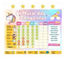 Quadro Rotina Infantil Parede Atividade Incentivo Unicórnio