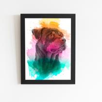 Quadro Rottweiler Cachorro Cão Aquarela Moldura 20x30cm