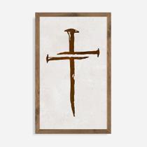 Quadro Rústico com Pregos da Cruz - Artesanato em Madeira