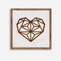 Quadro Rústico Coração Geométrico Artesanal em Madeira Pinus
