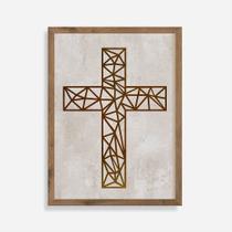 Quadro Rústico Cruz Geométrica Artesanal em Madeira Pinus