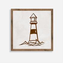 Quadro Rústico Farol Artesanal em Madeira Pinus