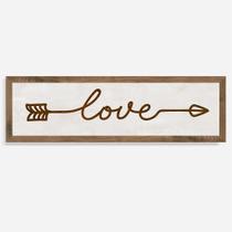 Quadro Rústico Flecha Love - Artesanal em Madeira Pinus