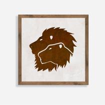 Quadro Rústico Leão & Leoa - Artesanato em Madeira