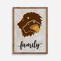 Quadro Rústico Lion Family - Artesanato em Madeira