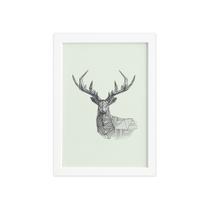 Quadro Safari Geométrico Alce Moldura Branca 22x32cm Quadro Safari Geométrico Alce Moldura Branca 22x32cm