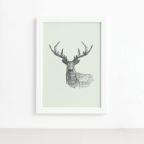 Quadro Safari Geométrico Alce Moldura Branca 33x43cm Quadro Safari Geométrico Alce Moldura Branca 33x43cm