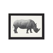 Quadro Safari Geométrico Rinoceronte Moldura Preta 22x32cm