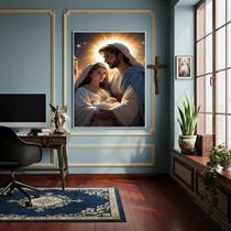 Quadro Sagrada Família - Jesus Maria E José - 70X50Cm