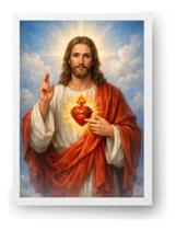 Quadro Sagrado Coração De Jesus Celestial 15x21cm
