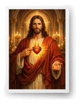 Quadro Sagrado Coração De Jesus Com A Mão Estendida 40x60cm