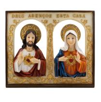 Quadro Sagrado Coração De Jesus E Maria 25.5x30cm - Enfeite