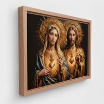Quadro Sagrado Coração de Jesus e Maria com Moldura 80 x 60 cm