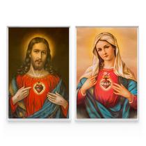 Quadro Sagrado Coração de Jesus e Sagrado Coração de Maria Com Moldura - Bimper Quadro Sagrado Coração de Jesus e Sagrado Coração de Maria Com Moldura - Bimper