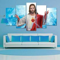 Quadro Sagrado Coração De Jesus - Mosaico 5 Peças
