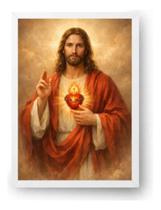 Quadro Sagrado Coração De Jesus Olhar Central 50x70cm Quadro Sagrado Coração De Jesus Olhar Central 50x70cm