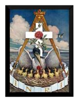 Quadro Sagrados Simbolos Maçonicos Pelicano Inri 42x29cm Quadro Sagrados Simbolos Maçonicos Pelicano Inri 42x29cm