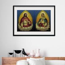 Quadro Sagradro Coração de Jesus e Maria - 60x48cm