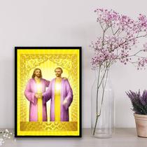 Quadro Saint Germain E Jesus Cristo 24x18cm - com vidro Quadro Saint Germain E Jesus Cristo 24x18cm - com vidro