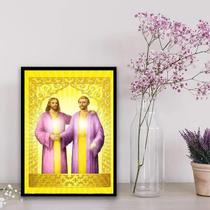 Quadro Saint Germain E Jesus Cristo 24X18Cm - Vidro Preta