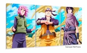 Quadro Sakura Naruto Sasuke mosaico 3 peças 120x60
