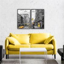 Quadro Sala 60x80cm Cidade New York Moldura Vidro