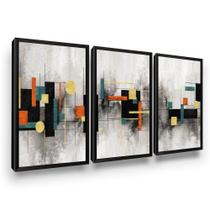Quadro Sala Abstrato Formas Geométricas Moldura