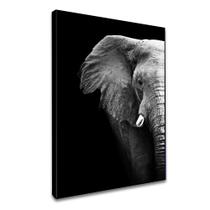 Quadro Sala branco Preto Decorativo com Moldura Elefante Perfil