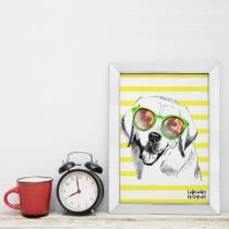 Quadro Sala Cachorro Labrador 33x43cm Moldura Branca
