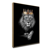 Quadro Sala Decorativo com Moldura Leão de Judá com coroa olho azul