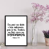Quadro Salmo Em Paz Me Deito 24x18cm - com vidro Quadro Salmo Em Paz Me Deito 24x18cm - com vidro