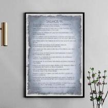 Quadro Salmos 91 - Papiro Cinza 45X34Cm - Com Vidro